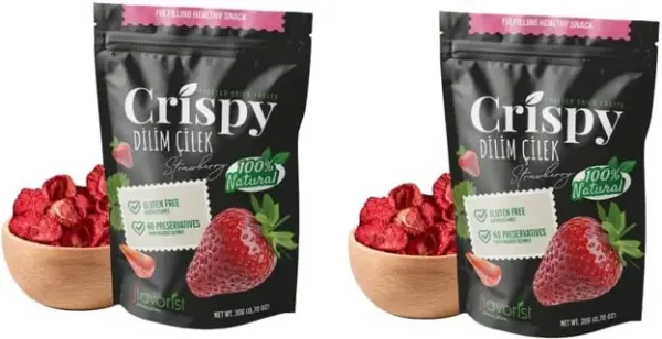 Dondurularak Kurutulmuş Çilek Dilimleri 20 gram 2'li Paket